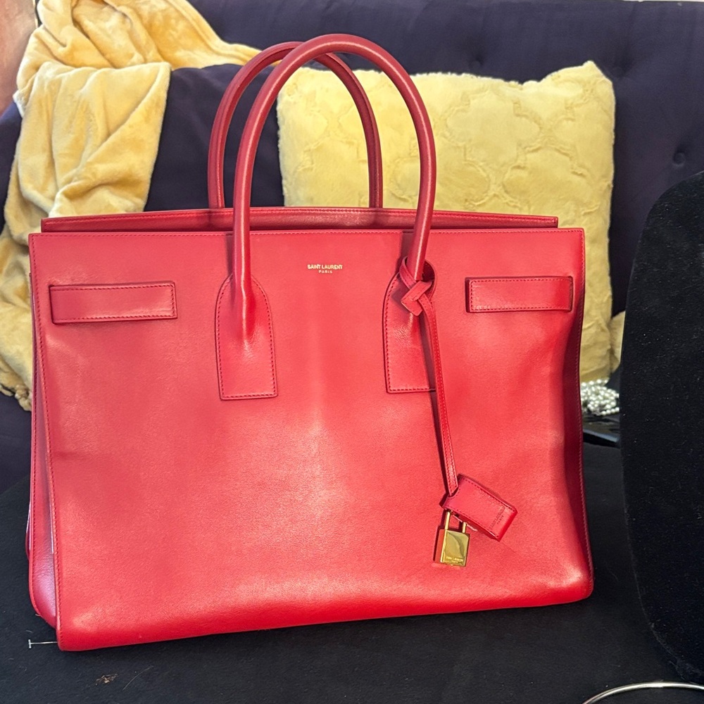 Saint Laurent Bold Red Tote Bag
